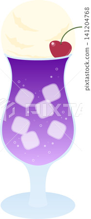 Grape cream soda vector illustration | Retro cafe style float drink Grape cream soda vector illustration | Retro cafe style float drink 141204768