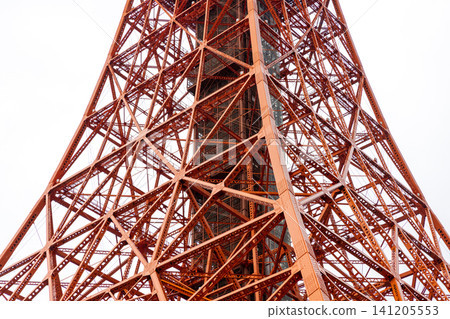 Tokyo tower steel structure against white sky Tokyo tower steel structure against white sky 141205553