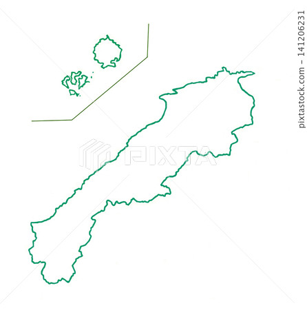 Shimane Prefecture - Blank map with green border Shimane Prefecture - Blank map with green border 141206231