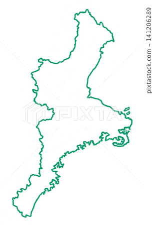 Mie Prefecture - Blank Map - Green Border 141206289