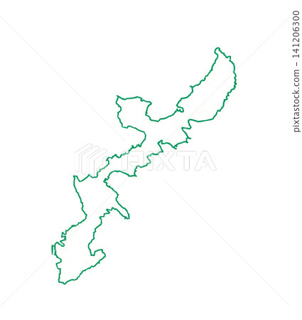 沖繩縣 - 綠色邊框空白地圖 141206300