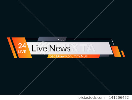 Breaking news. Lower third TV news bar vector illustration. Live news. Banner for broadcasting television video template. Streaming news sign 141206452