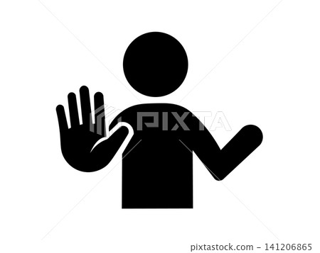 A pictogram of a person holding their hand to indicate "wait." A pictogram of a person holding their hand to indicate "wait." 141206865