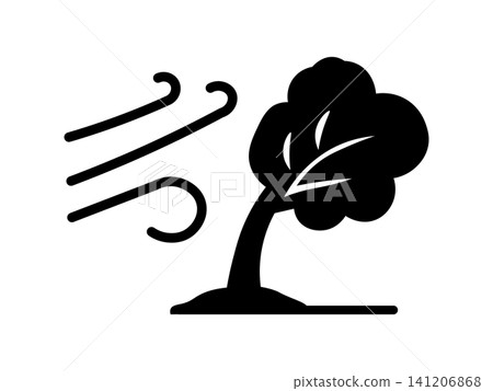 圖示為樹木在強風中搖曳,預示著暴風雨即將到來。 圖示為樹木在強風中搖曳,預示著暴風雨即將到來。 141206868