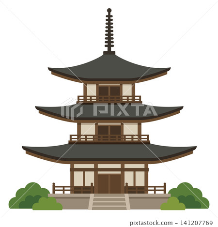 三層寶塔的插圖 三層寶塔的插圖 141207769