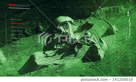 Surveillance system monitoring location in green light at a construction site Surveillance system monitoring location in green light at a construction site 141208010