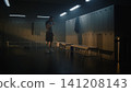 Adaptive Athlete with Leg Prosthesis Warming Up and Getting Ready for Gym Workout 141208143