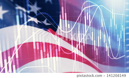 Graph shows money flow in relation to US flag during economic downturn Graph shows money flow in relation to US flag during economic downturn 141208149
