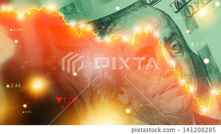 Chart showing money trends with focus on recession indicators in finance world Chart showing money trends with focus on recession indicators in finance world 141208285