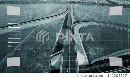 Surveillance of highway with facial recognition technology in use for monitoring traffic Surveillance of highway with facial recognition technology in use for monitoring traffic 141208517