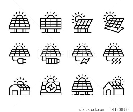 solar panel line icon 141208934