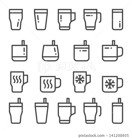 tumbler line icon set tumbler line icon set 141208935