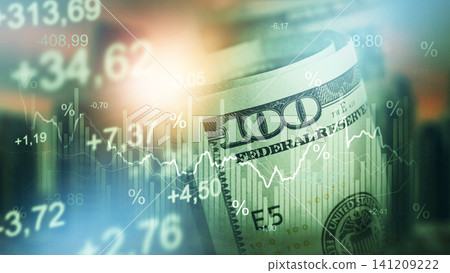 Chart shows money trends during recession with dollar bills in the background Chart shows money trends during recession with dollar bills in the background 141209222