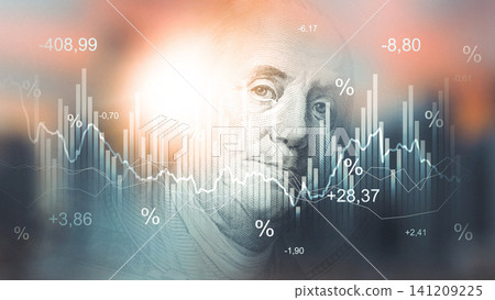 Financial chart shows money trends during recession with focus on coins and statistics Financial chart shows money trends during recession with focus on coins and statistics 141209225