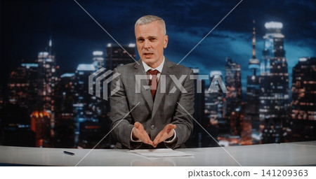 TV Presenter Moderates Heated Political Discussion, Addressing and Escalating International Crises TV Presenter Moderates Heated Political Discussion, Addressing and Escalating International Crises 141209363