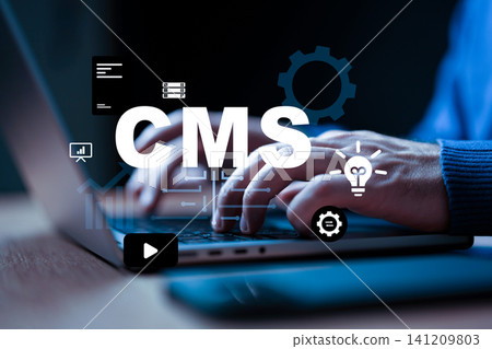 Using a content management system on a laptop for website development and management tasks 141209803