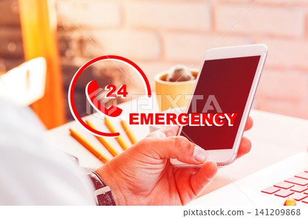 Emergency service call being made using mobile phone during daytime in an indoor setting Emergency service call being made using mobile phone during daytime in an indoor setting 141209868