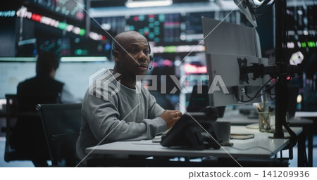 Joyful Broker Pleased Massive Profit Surge, Calls on Smartphone Joyful Broker Pleased Massive Profit Surge, Calls on Smartphone 141209936