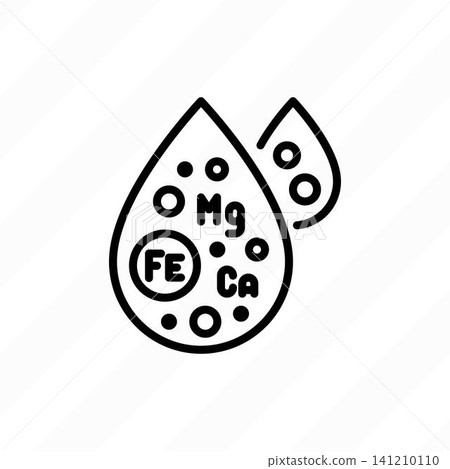 Hard water thin line icon. Water drop with minerals. Vector illustration. Hard water thin line icon. Water drop with minerals. Vector illustration. 141210110