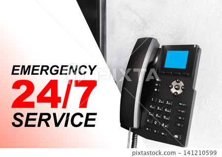 Emergency service phone for 24 7 assistance in a public area for urgent situations Emergency service phone for 24 7 assistance in a public area for urgent situations 141210599