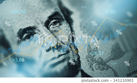 Chart shows money trends with coin graphics and recession indicators Chart shows money trends with coin graphics and recession indicators 141210901