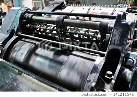 Machine, industrial and printing warehouse or factory distribution for press production, publishing or process. Equipment, workplace and newspaper with ink jet for wholesale, supplier or facility Machine, industrial and printing warehouse or factory distribution for press production, publishing or process. Equipment, workplace and newspaper with ink jet for wholesale, supplier or facility 141211578