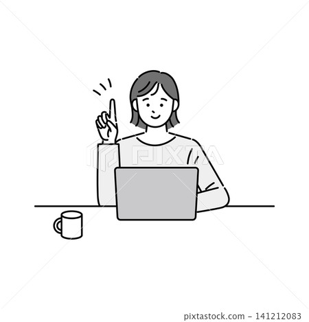 一位微笑的女性正在使用電腦。 一位微笑的女性正在使用電腦。 141212083
