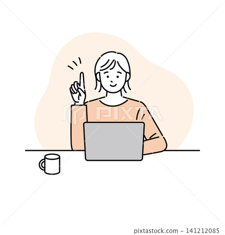 一位微笑的女性正在使用電腦。 一位微笑的女性正在使用電腦。 141212085