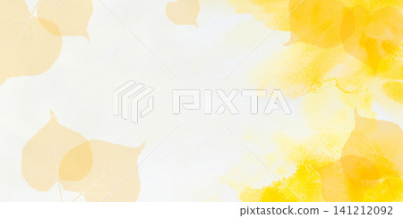 Yellow watercolor autumn background with a leaf pattern Yellow watercolor autumn background with a leaf pattern 141212092