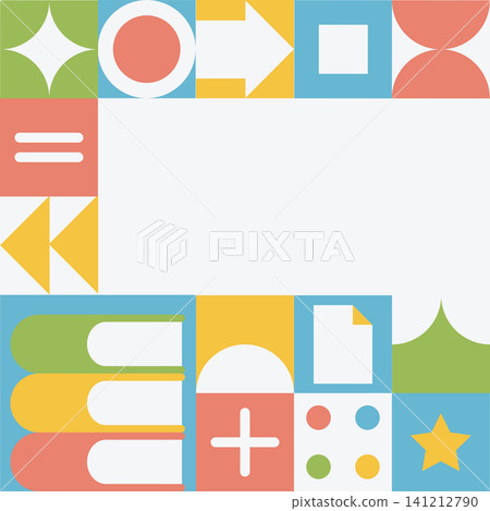 Modern geometric back to school background with educational icons and copy space 141212790