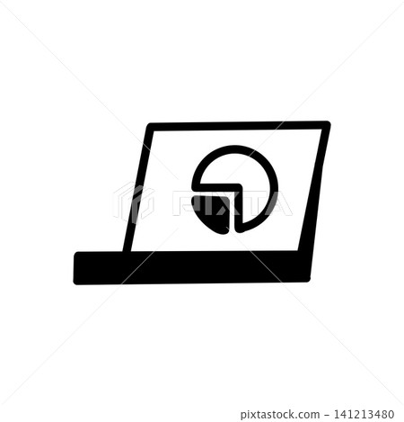Laptop and pie chart icon materials Laptop and pie chart icon materials 141213480