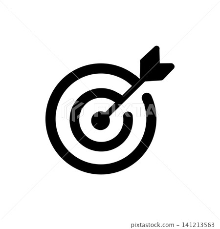 An icon of an arrow hitting a target – a simple design that symbolizes achieving goals and success. An icon of an arrow hitting a target – a simple design that symbolizes achieving goals and success. 141213563