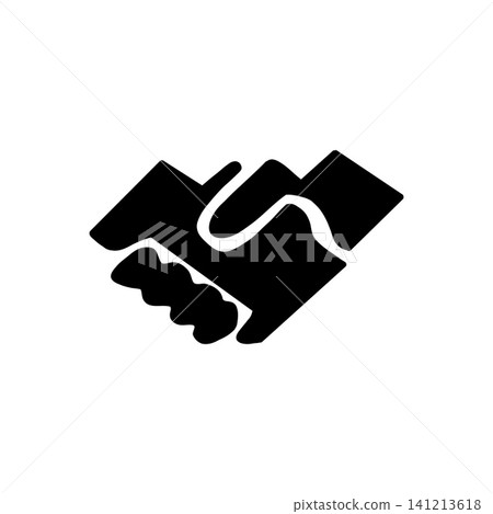 Icon of businessmen shaking hands; symbolizing cooperation, agreement, and contract. 141213618