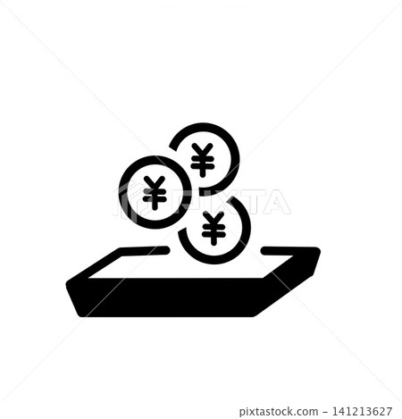 A simple icon featuring a yen coin slipping from a hand. A simple icon featuring a yen coin slipping from a hand. 141213627