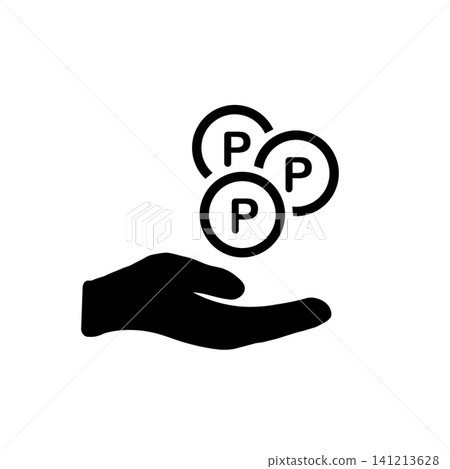 Icon material of a hand and coin that awards points - Business, Payment, Accumulate Icon material of a hand and coin that awards points - Business, Payment, Accumulate 141213628