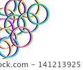 Abstract Colorful Interlocking 3D Circle Rings Left Border on White Background 141213925