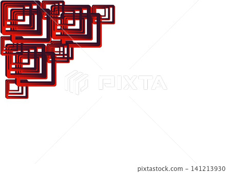 Intricate Layered Red 3D Square Hollow Frames Top Left Corner Border on White Background 141213930