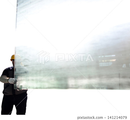 Glass manufacturing factory. Workers in the factory. Glass manufacturing factory. Workers in the factory. 141214079