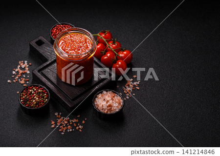 Red tomato Bolognese sauce with spices, salt, pepper, and herbs. A red sauce 141214846