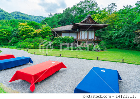 京都嵐山、大河內山莊庭園:大城閣、猩紅氈、藍氈 京都嵐山、大河內山莊庭園:大城閣、猩紅氈、藍氈 141215115