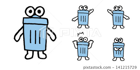Cute blue trash can character Cute blue trash can character 141215729