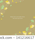 A Japanese-style frame featuring watercolor-style ginkgo leaves and hemp leaf patterns, with a brown background and a square shape, perfect for autumn. 141216617