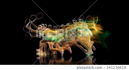 Female tennis player performing forehand stroke with dynamic motion sequence. Female tennis player performing forehand stroke with dynamic motion sequence. 141216619