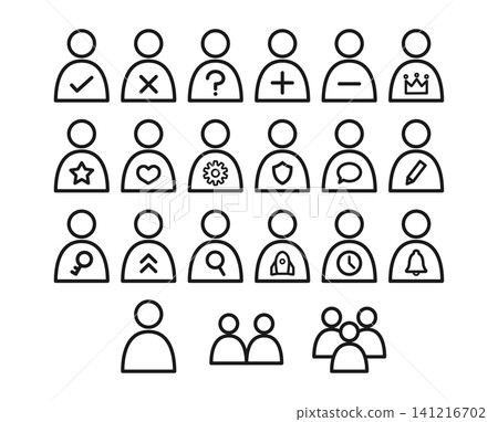 Set of 21 Character Icons: Simple Line Art Illustration Materials Set of 21 Character Icons: Simple Line Art Illustration Materials 141216702