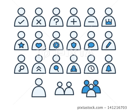 Set of 21 Character Icons: Simple Line Drawing Illustrations (Blue) Set of 21 Character Icons: Simple Line Drawing Illustrations (Blue) 141216703