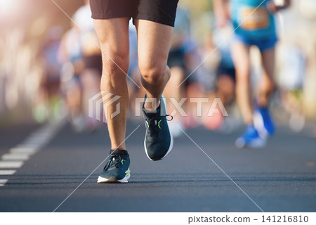 Marathon running race, people feet on city road, runners run urban marathon in the the city Marathon running race, people feet on city road, runners run urban marathon in the the city 141216810