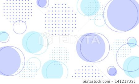 Scandinavian-style natural Memphis frame background with muted pastel blue and blue-violet circles and dots, horizontal 16:9 aspect ratio. Scandinavian-style natural Memphis frame background with muted pastel blue and blue-violet circles and dots, horizontal 16:9 aspect ratio. 141217355