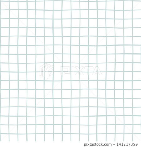 Hand drawn grid pattern with uneven lines in blue colors on white background. Minimalist doodle checkered texture for textile print, baby shower, stationery, gift wrapping paper. Geometric design Hand drawn grid pattern with uneven lines in blue colors on white background. Minimalist doodle checkered texture for textile print, baby shower, stationery, gift wrapping paper. Geometric design 141217359