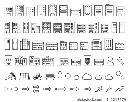 Building icon illustration set_line Building icon illustration set_line 141217379