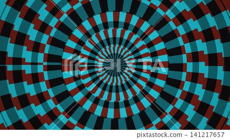 Bold geometric spiral pattern in red and teal Bold geometric spiral pattern in red and teal 141217657